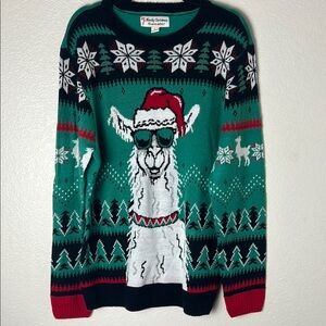 Festive Llama Christmas Sweater - Green